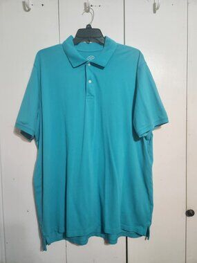St. John's Bay Men's 3XLT Adaptive Polo Shirt Teal Blue Dexterity Easy Closure